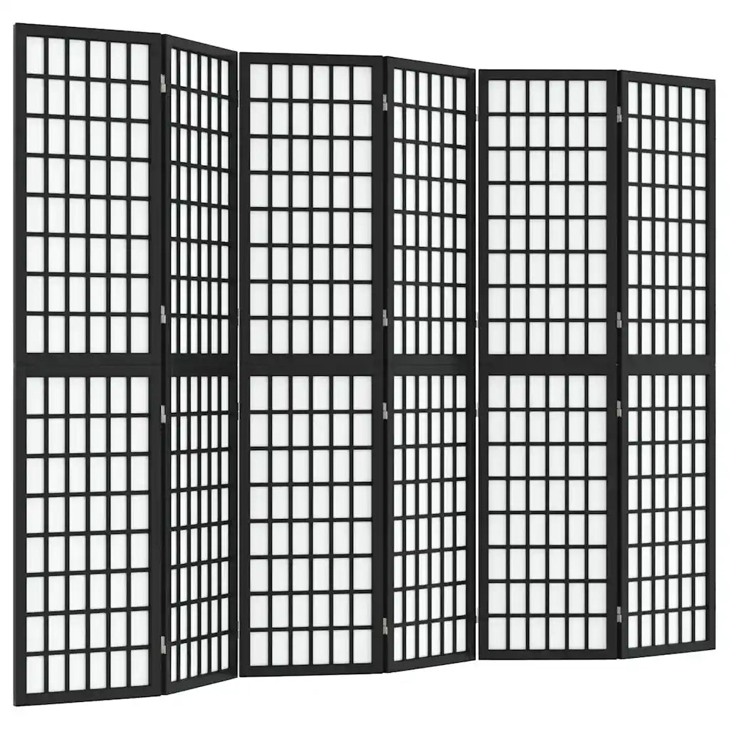 Divisorio Ambienti | Divider per stanze | Paravento Pieghevole 6 Pannelli Stile Giapponese 240x170cm Nero