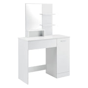 Tavolo da Trucco Krugersdorp Toeletta con Specchio Cassetto Ripiani e Armadietto - Bianco [en.casa]