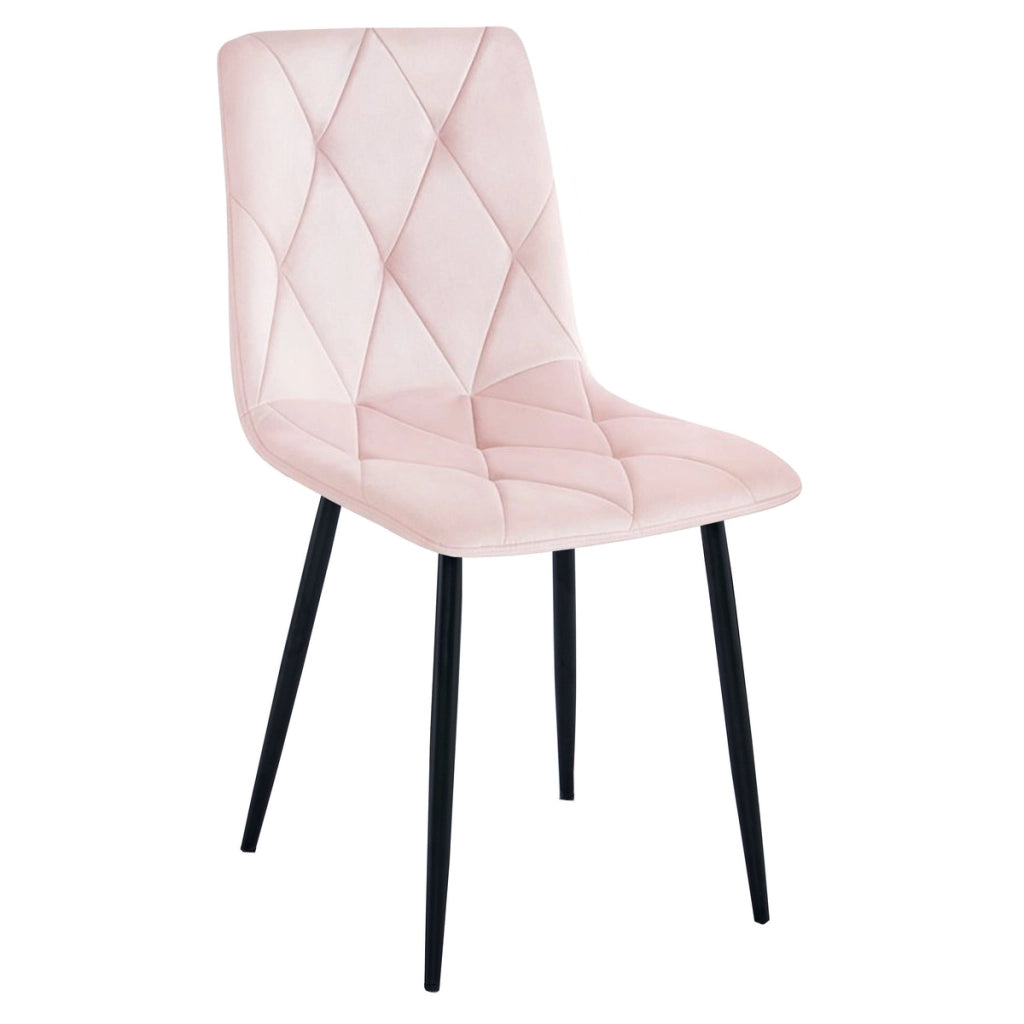 Set di 2 sedie Libra in velluto rosa chiaro con gambe nere