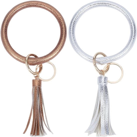 Cinturino da polso a due pezzi - Cinturini da polso in pelle - Chiavi da polso in oro argento per donne e uomini - Portafoglio e cinturino da polso per borse