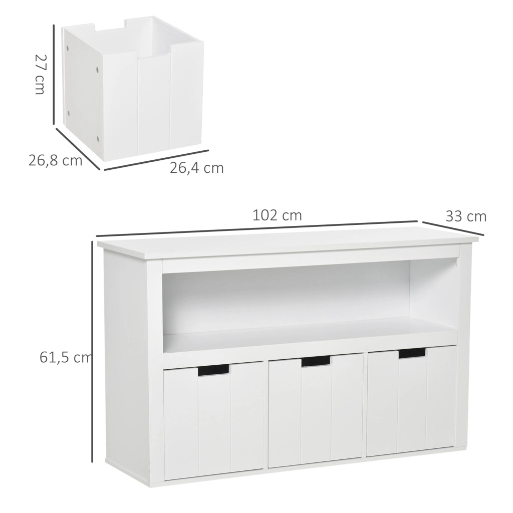 Armadio con 3 cassetti e ripiani aperti ¨C zephmum ¨C 102x33x61,5 cm bianco