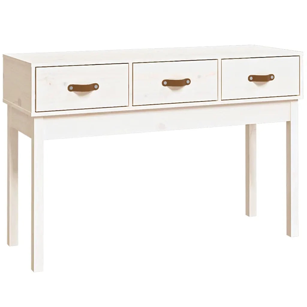 Tavolo Consolle Bianco 114x40x75 cm in Legno Massello di Pino 821755