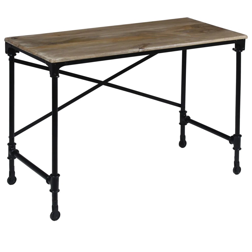 Scrivania in Legno Massello di Mango e Acciaio 110x50x96 cm 244947