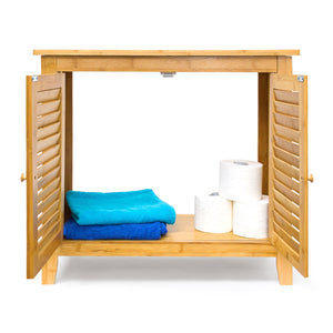 Mobile lavabo in bambù con due ante 3213061