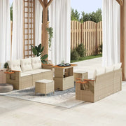 Set Divano da Giardino 9 pcs Beige polyrattan