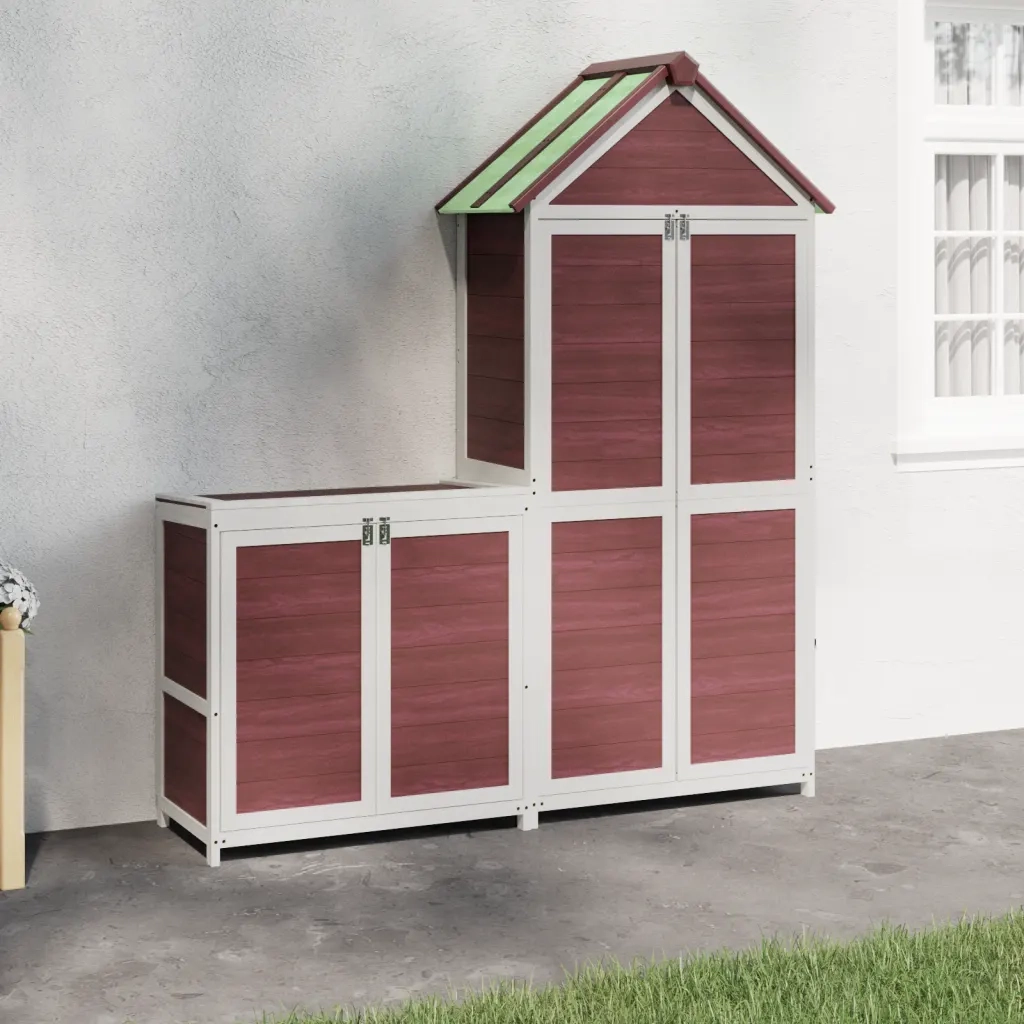 Set Rimessa Attrezzi da Giardino 2pz Moka Legno Massello Pino 172251