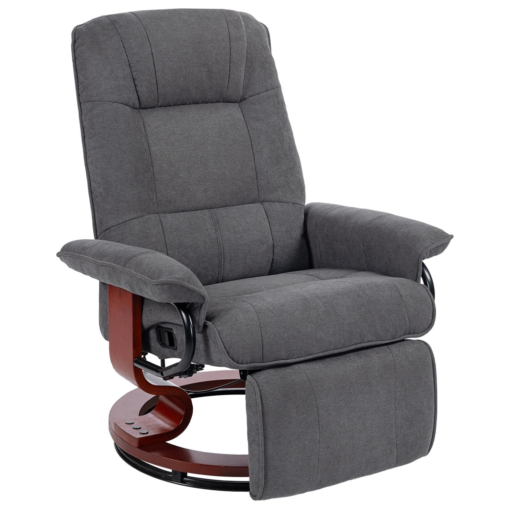 Poltrona relax reclinabile girevole 360¡ã ¨C Xylo ¨C tessuto effetto lino grigio con poggiapiedi regolabile