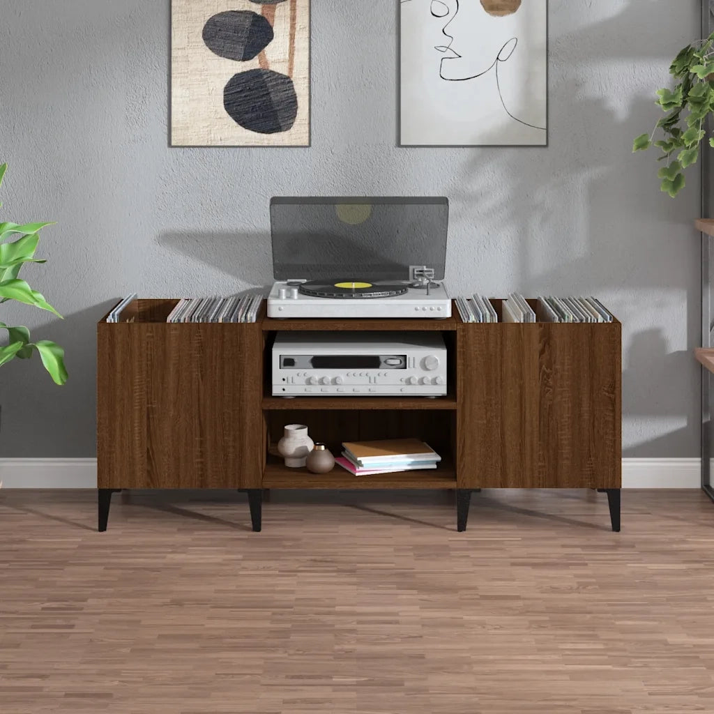 vidaXL Mobile Porta Dischi Rovere Marrone 121x38x48 Legno Multistrato