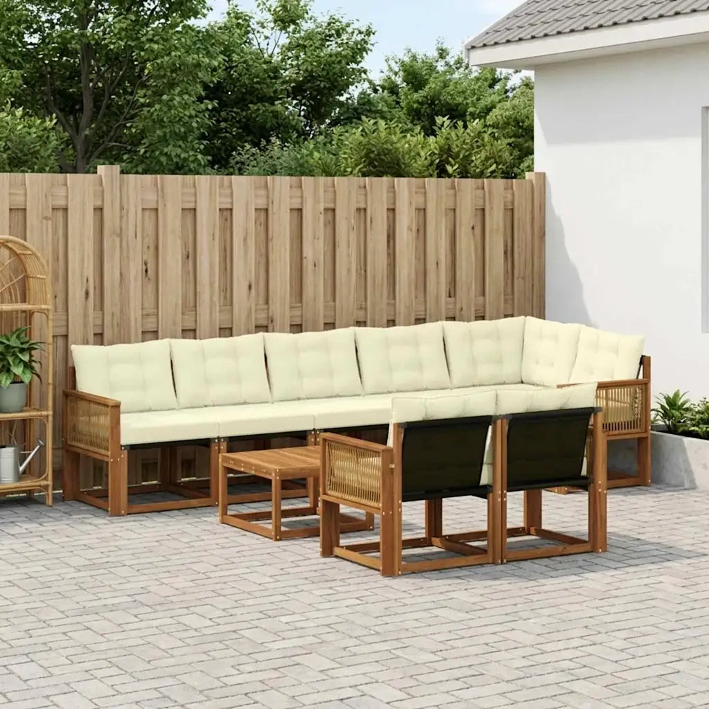 Set di divani da esterno con cuscino 9 pcs Naturale e Crema