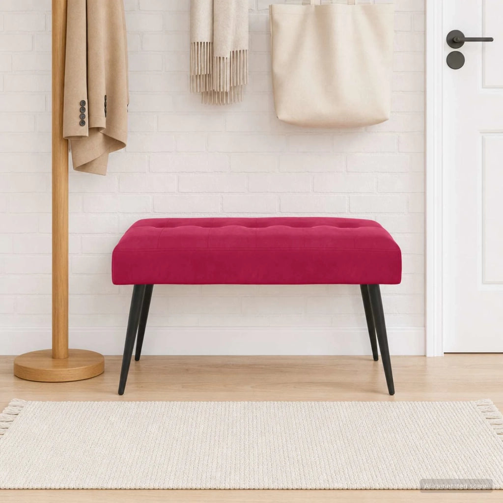 Panchina con bottoni imbottiti Rosso Vino 80 x 40 x 46 cm 42038520