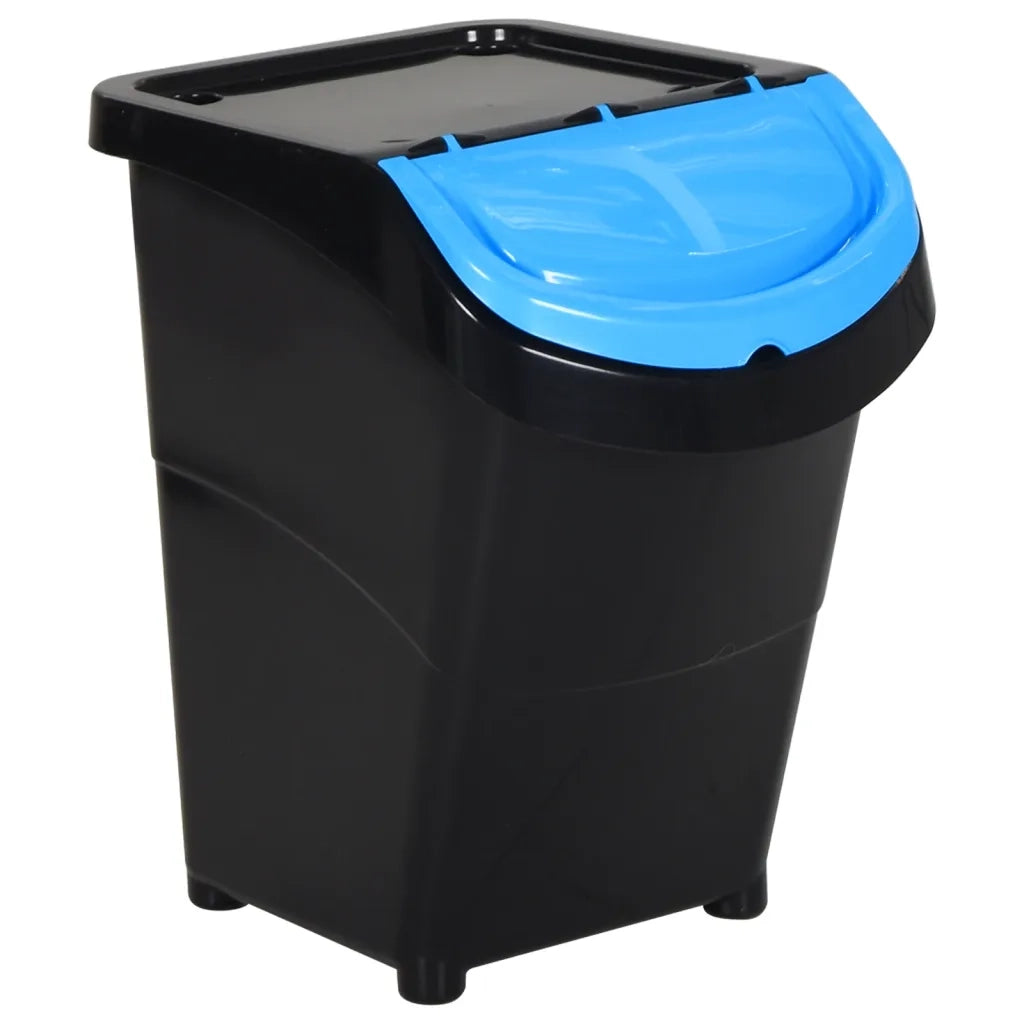 Cestini per Rifiuti Impilabili con Coperchi 3 pz Neri PP 120L CFW8037846