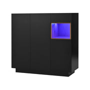 Mobile Scarpiera con 1 Cassetto; Ripiani Regolabili e LED 16 Colori; Stile Moderno; in Pannelli; Nero/Naturale; 105??39;5??100;5 cm