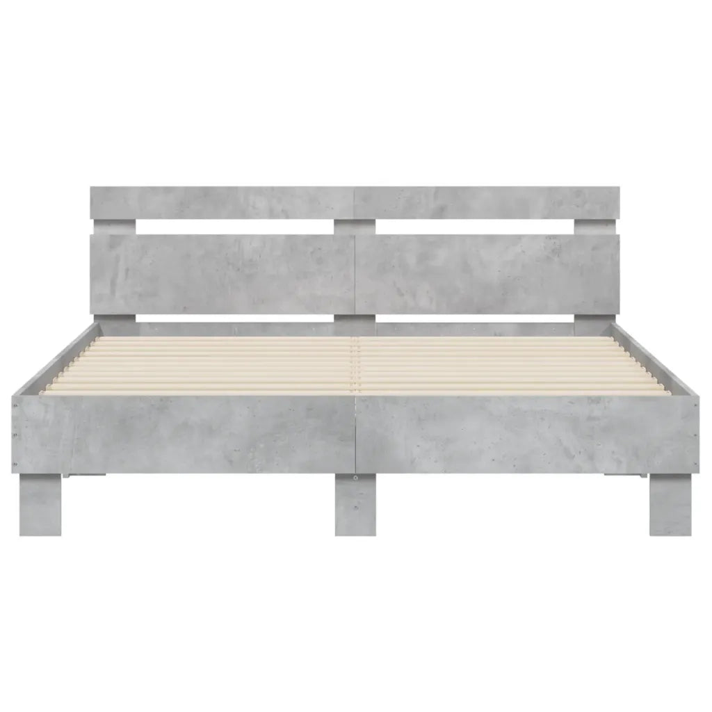 Giroletto con Testiera e LED Grigio Cemento 140x190 cm 3207563