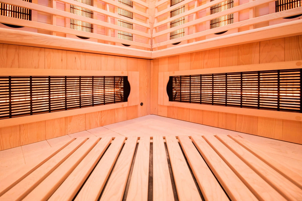 Sauna Finlandese ad Infrarossi 3/4 Posti 150x150 cm H190 in Legno di Abete Apollon 3C