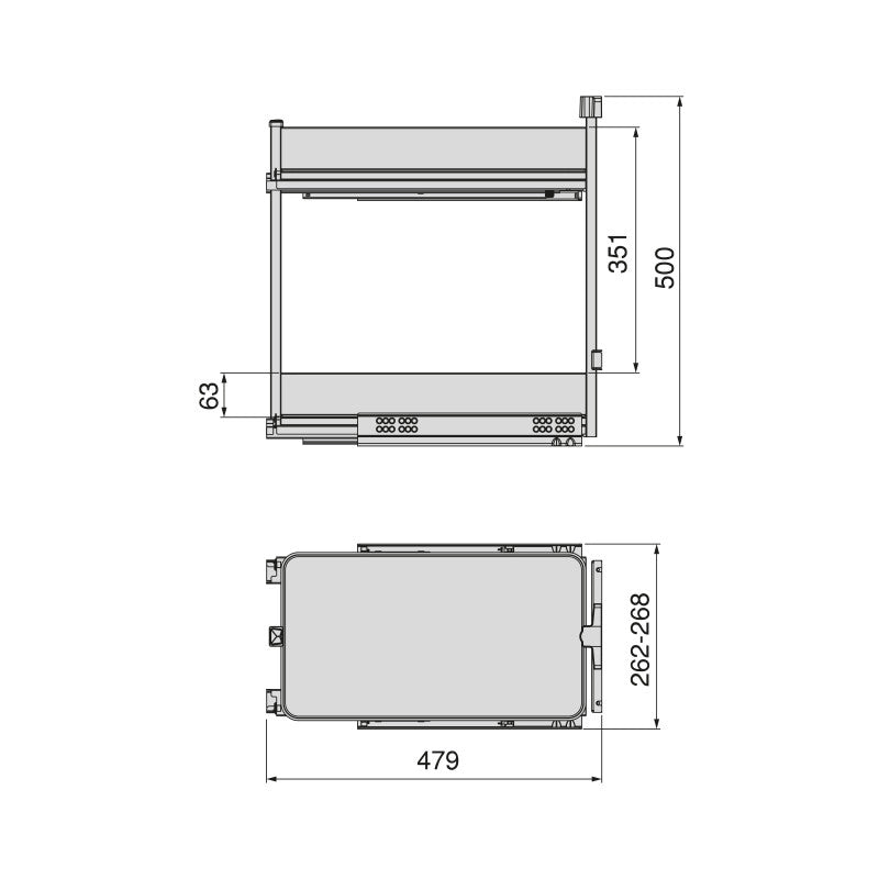 Portabottiglie laterale estraibile Titane Simplex con chiusura soft, modulo 150 mm, Grigio antracite