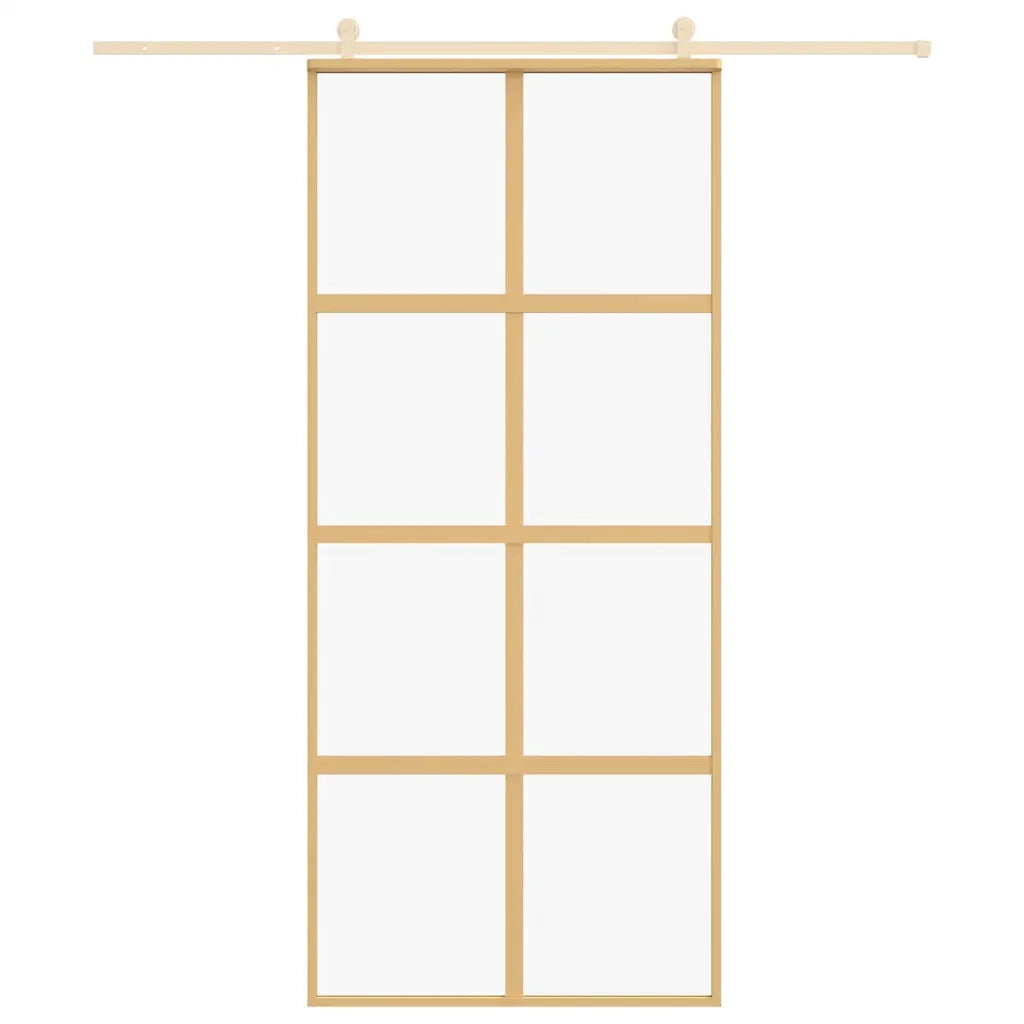 Porta Scorrevole Dorata 90x205 Vetro Trasparente ESG Alluminio 155185