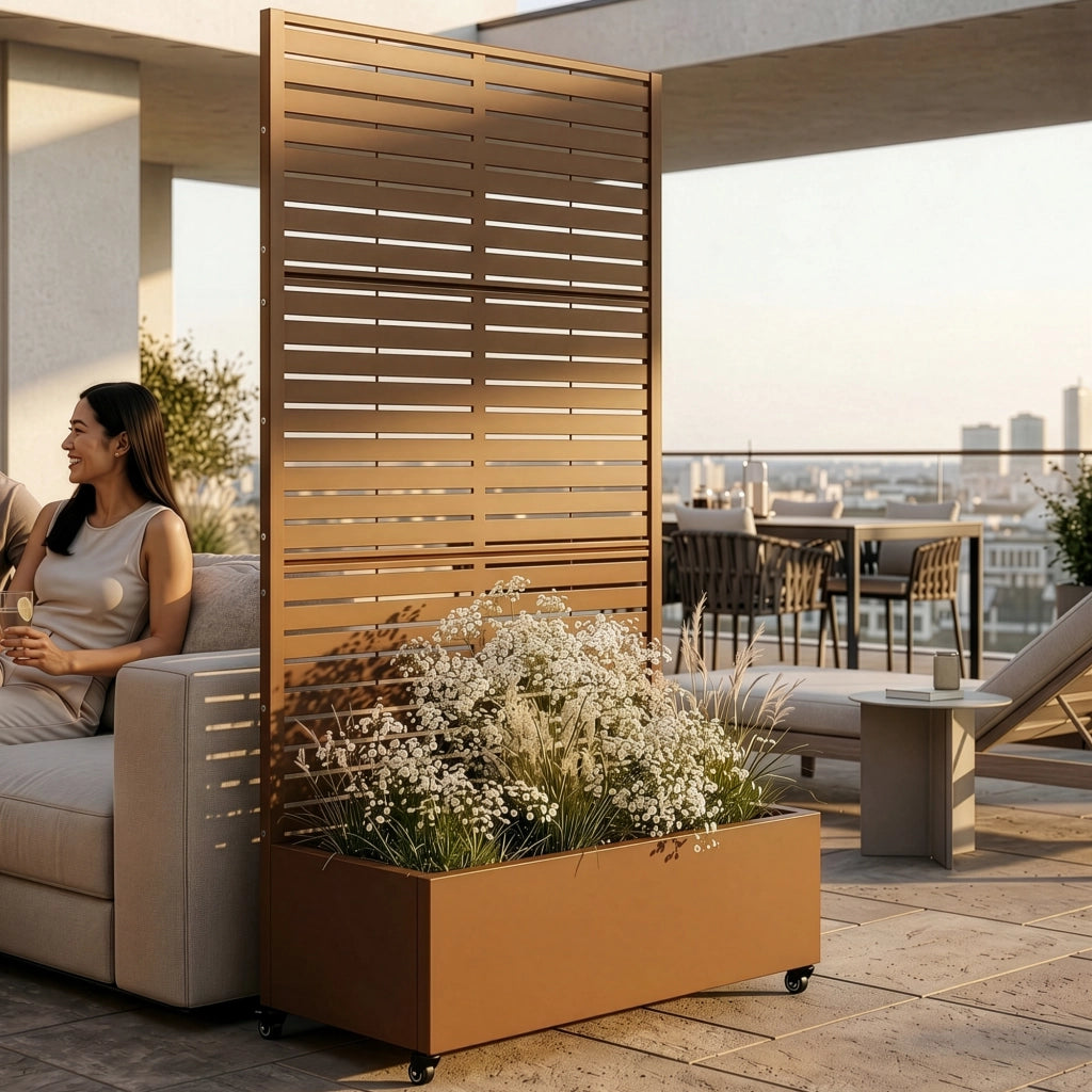 Fioriera con Spalliera Nodepp in Acciaio 190 x 82 x 38 cm - Marrone casa.pro