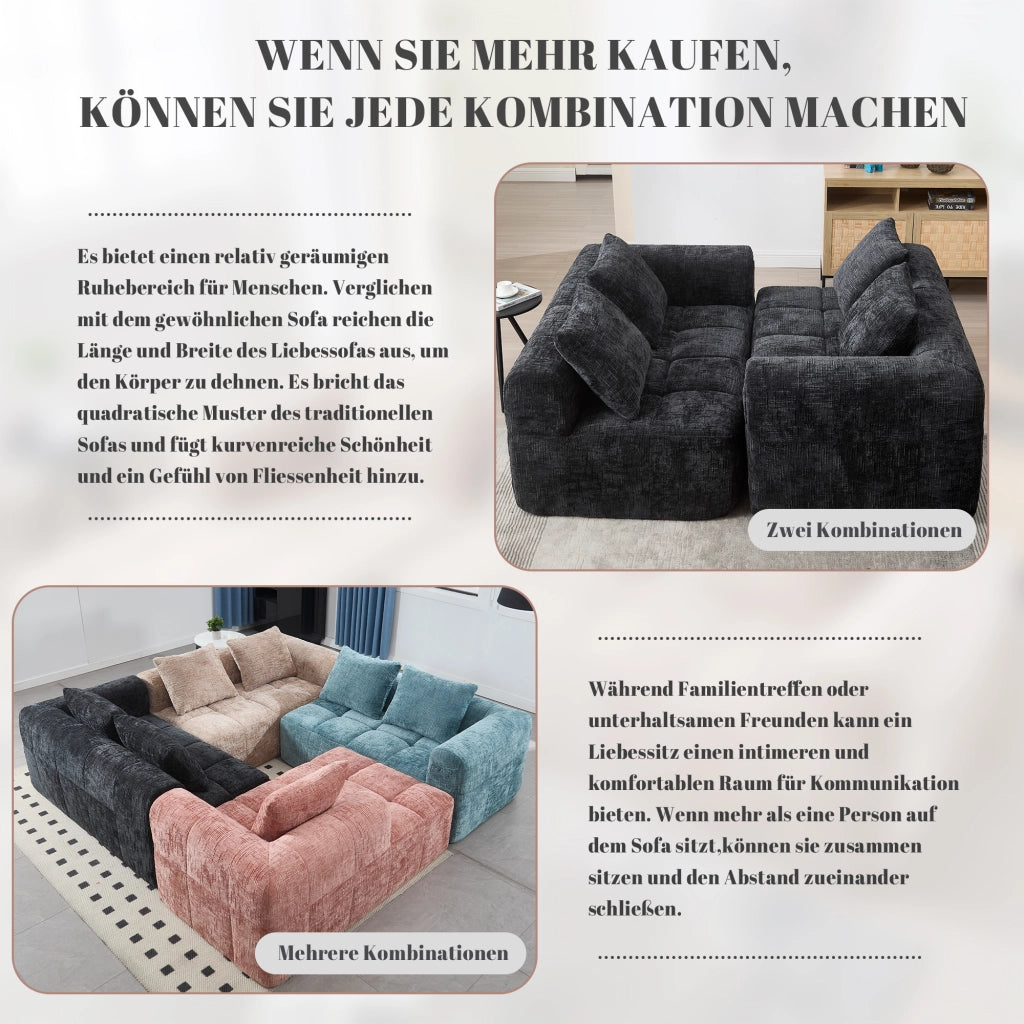 DIVANO Chaise Lounge 158x90x60 cm in Chenille Nero