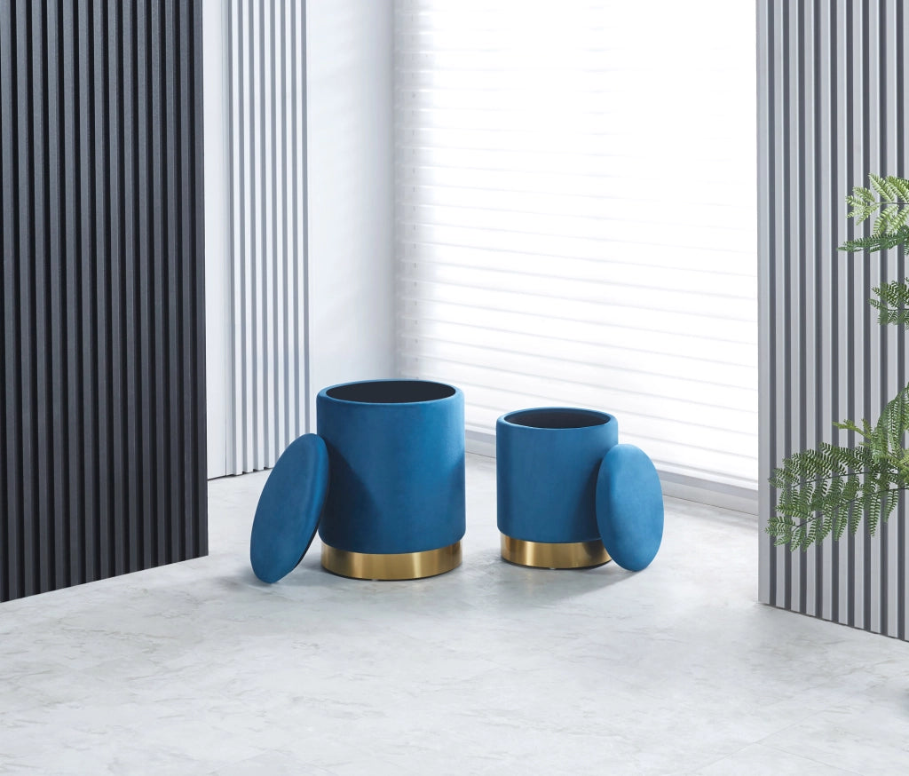 Pouf Contenitore a Forma di animale, Pouf Poggiapiedi imbottito con Gambe in Legno e Rivestimento .Sgabello per Bambini e Adulti per Camera Cameretta Salotto  - Blu