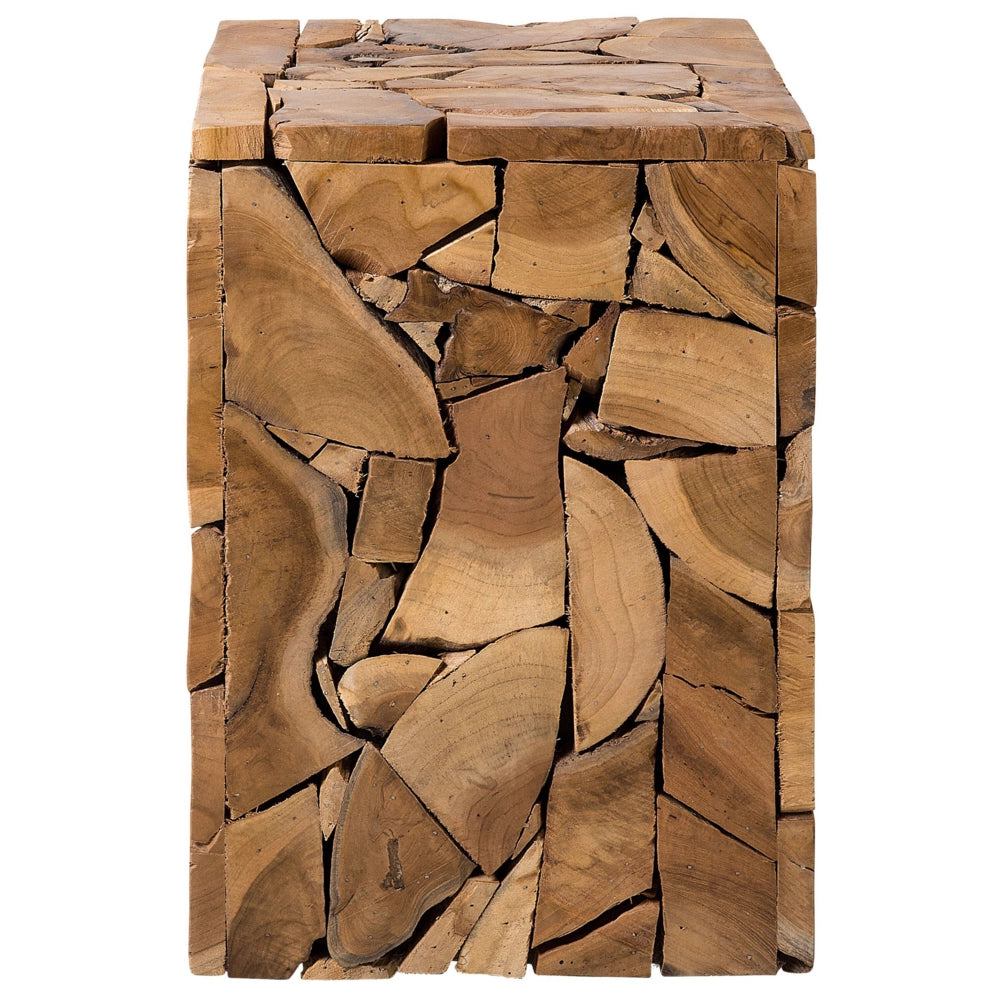 Tavolino in Legno di Teak Marrone Chiaro a Mosaico 30 x 30 cm tavolo laterale stile rustico