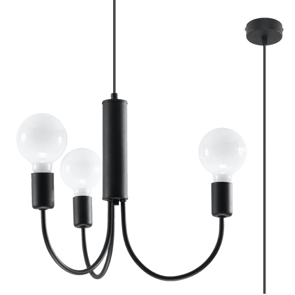 Lampadario Pure Lume MINIMO 3 luci nero metallo PU.0856