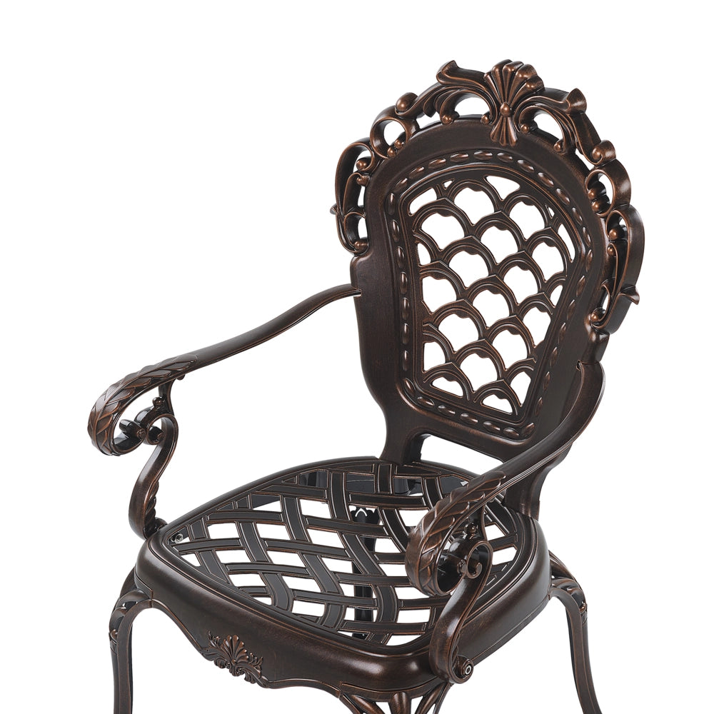 Set di 2 sedie da pranzo da giardino cuscini per sedili in poliestere alluminio marrone vintage