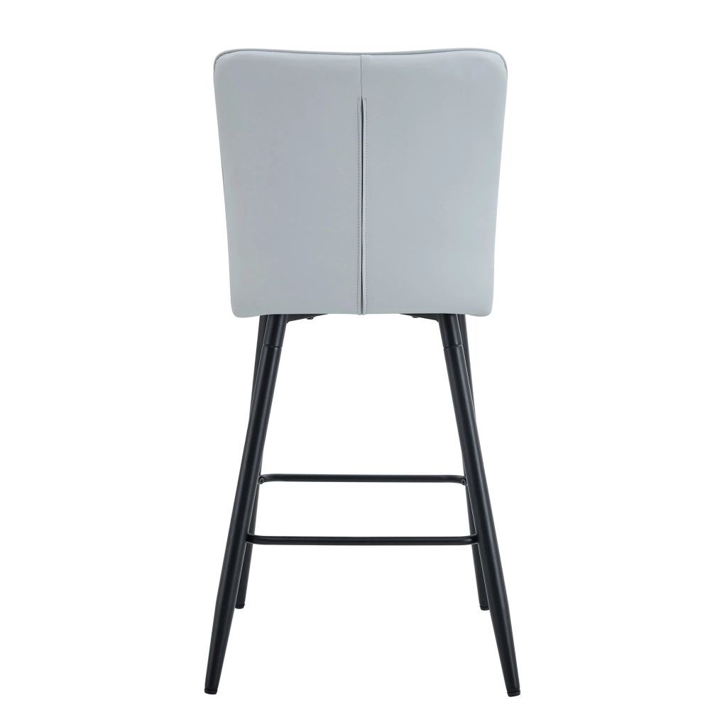 Set 2 Sedie da Bar ¨C MINIMAL ¨C Grigio Chiaro, Similpelle, Schienale Ergonomico, 101 cm