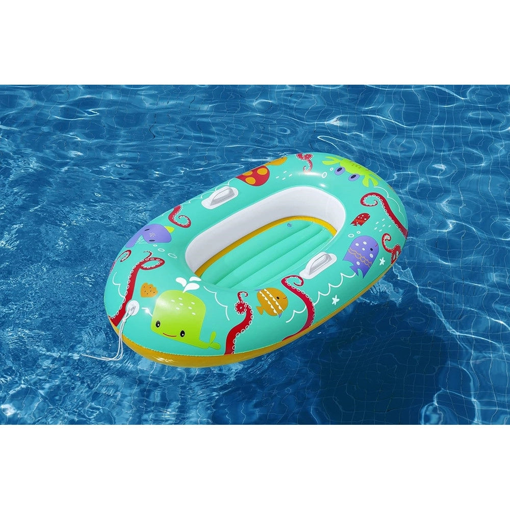 Trade Shop - Canotto Canottino Gonfiabile Per Bambini Balena Pesci Granchio Felice 119x79cm 34009 -
