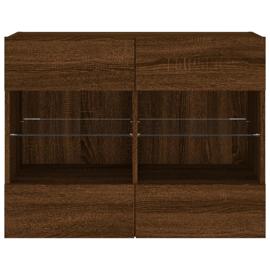 Mobile TV a Parete con Luci LED Rovere Marrone 78,5x30x60,5 cm 837105