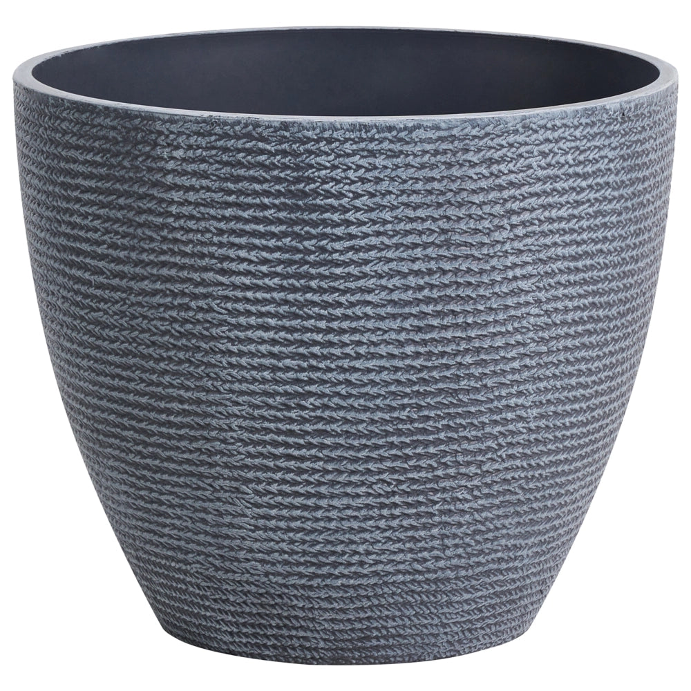 Set di 2 vasi da giardino grandi in materiale sintetico con effetto maglia, per terrazza, colore grigio
