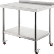 Tavolo di lavoro - Cucina - Cucina commerciale - Con schermo di protezione - Acciaio inox - 60 x 60 x 88 cm