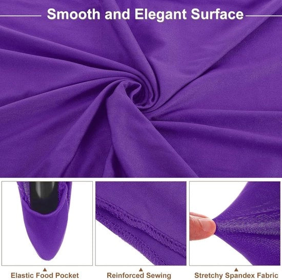 Tavolo rotondo copri tavolo, 81 x 109 cm, copri tavolo estensibile per tavoli alti - blu viola - ideale per bar, matrimoni e feste