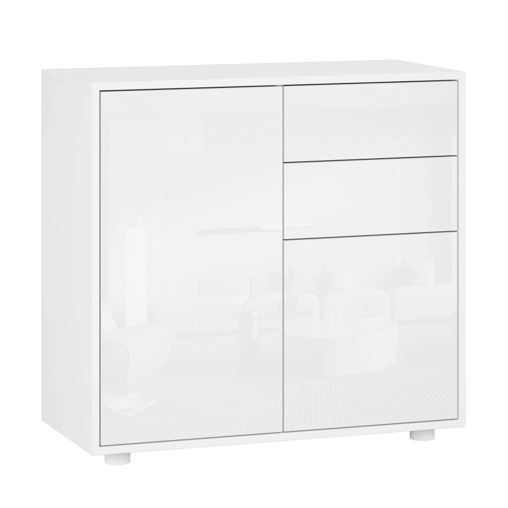 Comò Paarl con 2 Ante e 2 Cassetti 74x79x36 cm - Bianco Lucido [en.casa]