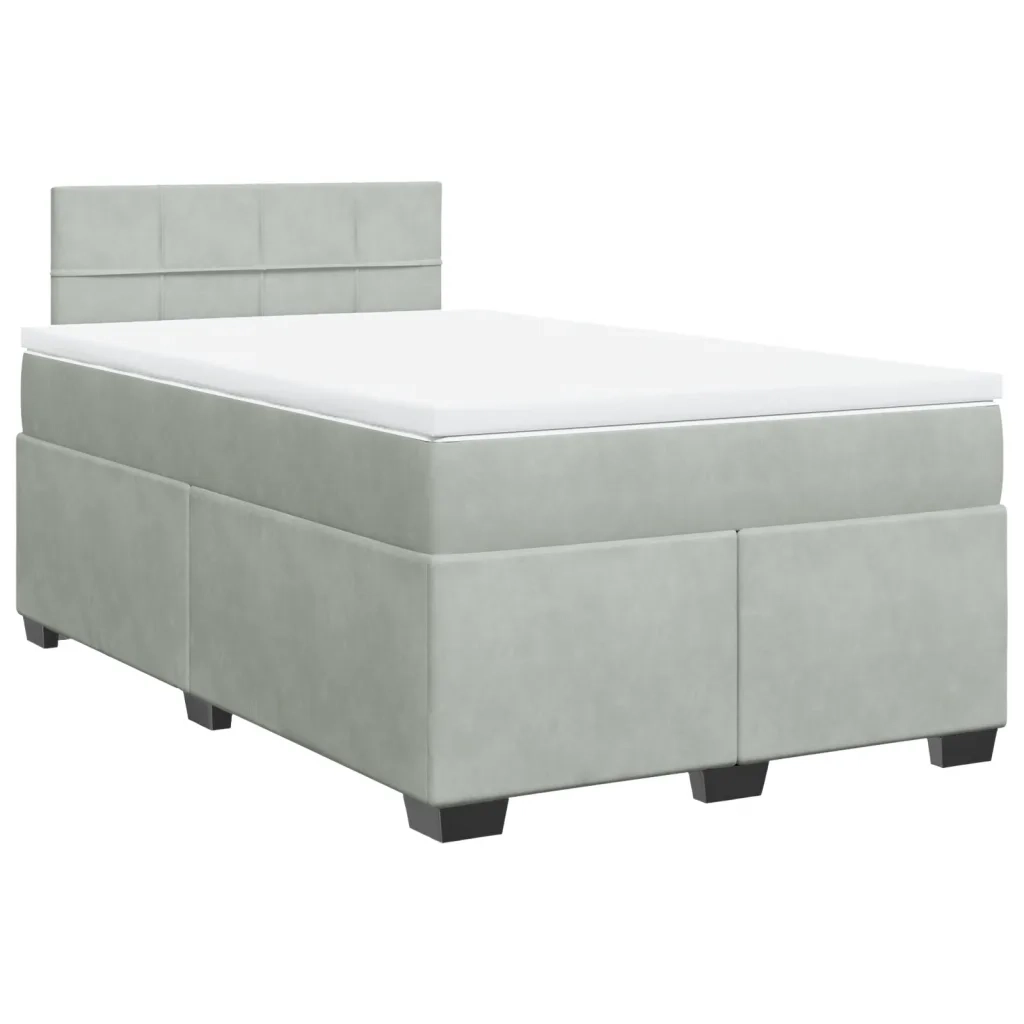 Giroletto a Molle con Materasso Grigio Chiaro 120x190cm Velluto 3286258