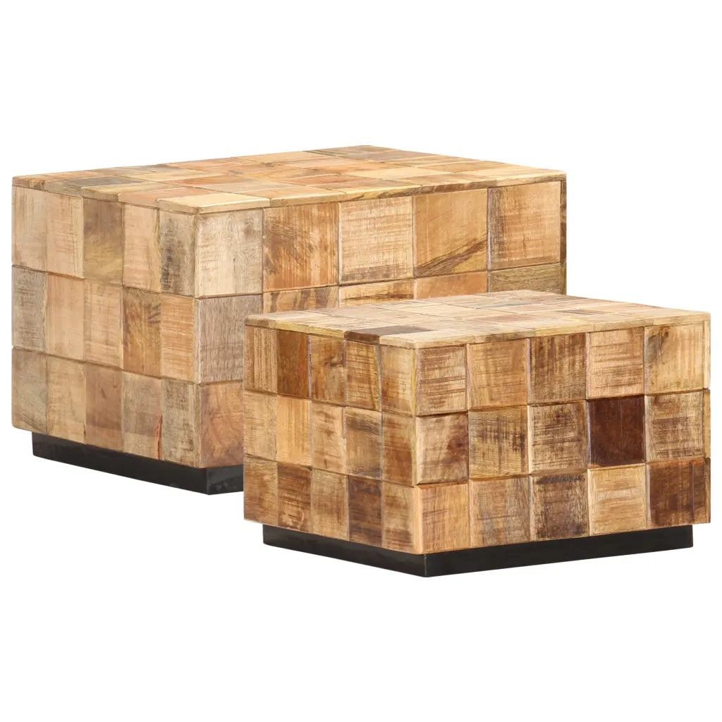 Tavolini da CaffÃ¨ a Parallelepipedo 2 pz Legno di Mango Grezzo