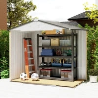 Casetta Porta Utensili in Acciaio, Capanno da Giardino con Porte Scorrevoli, 213x130x185 cm, Bianco