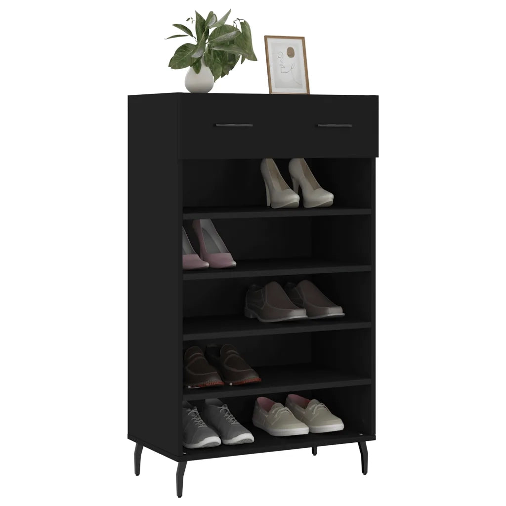 Scarpiera Nera 60x35x105 cm in Legno Multistratocod mxl 127117