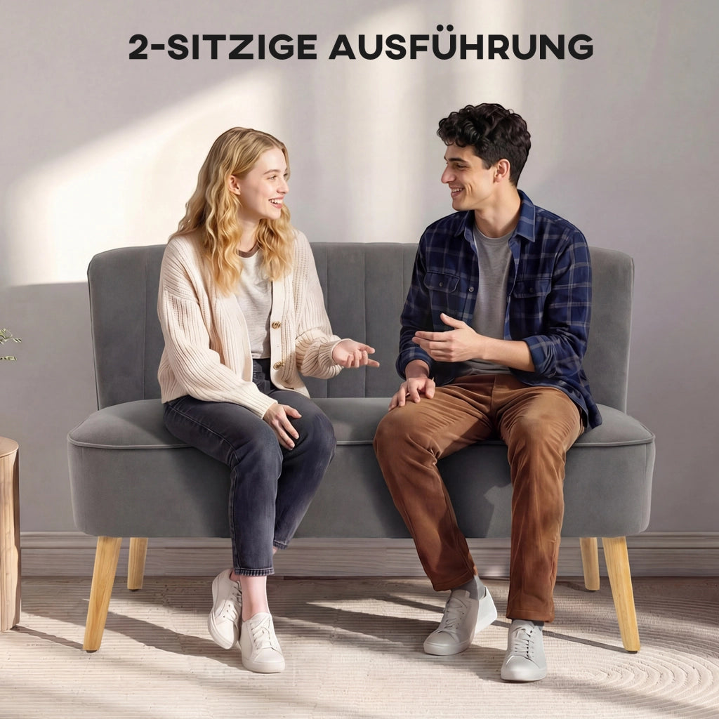 Divano 2 Posti Retrodesign ¨C Zephmum ¨C Legno Grigio Scuro 117x56.5x77