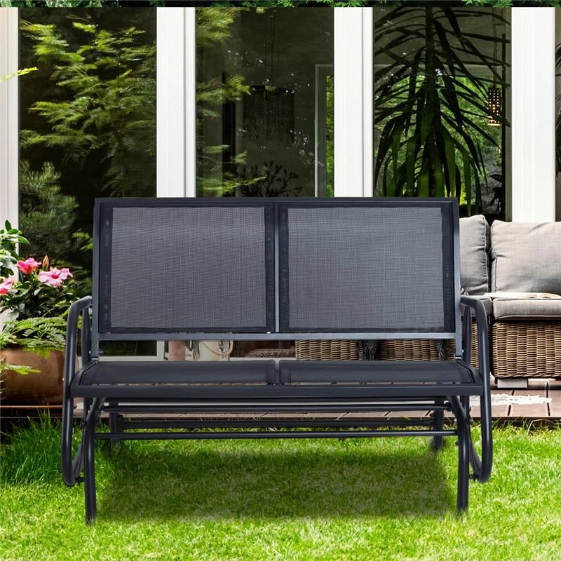 PANCHINA A DONDOLO BIPOSTO IN METALLO 123 X 70 X 87 CM NERA