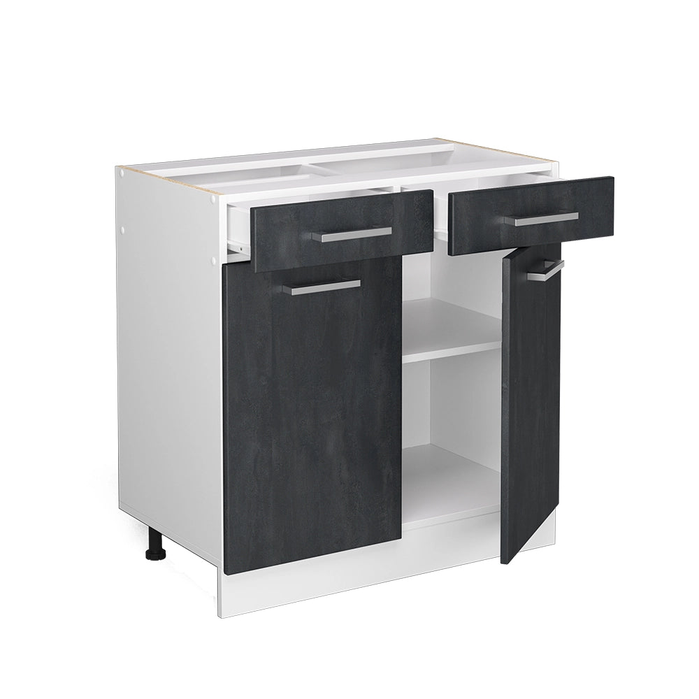 Vicco Mobiletto base per cucina Calcestruzzo nero 80 cm PL Marmo
