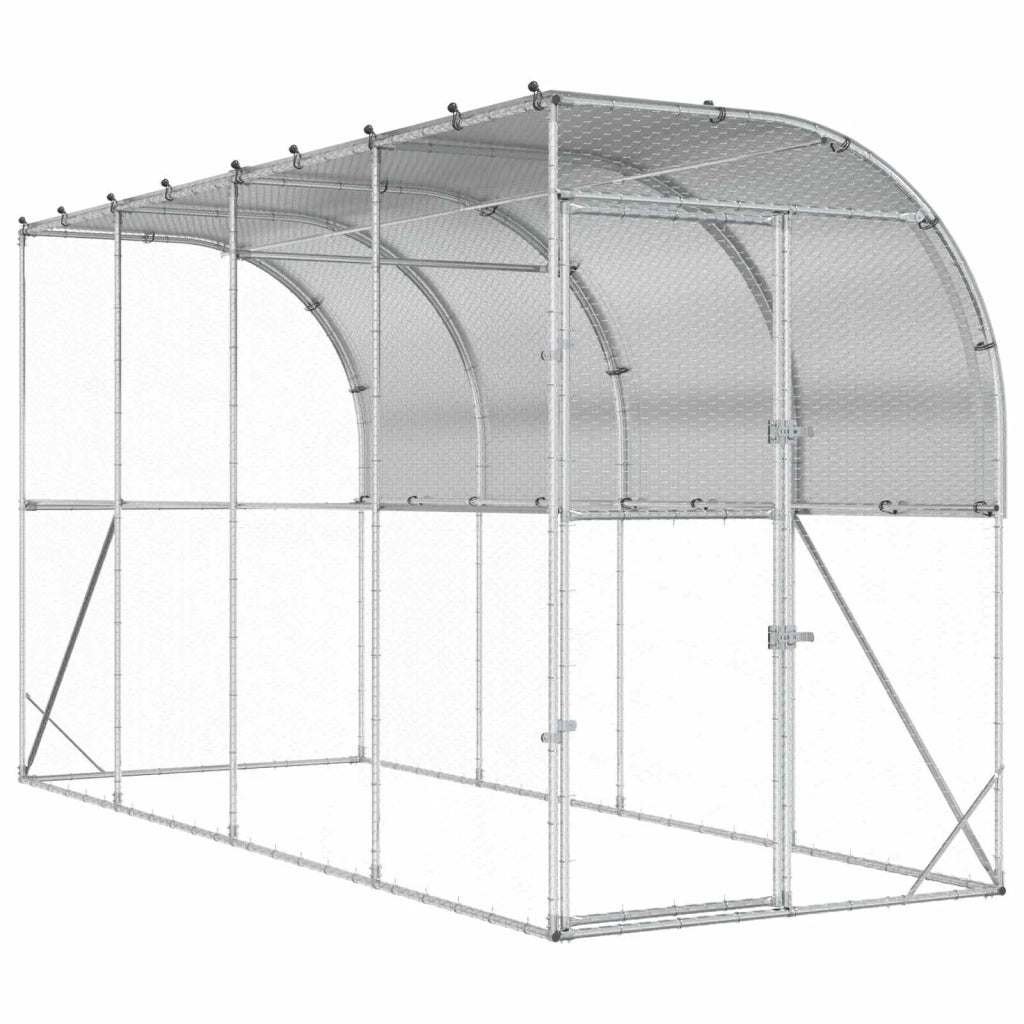 Gabbia per Polli Contro il Muro Argento 600 x 150 x 215 cm 3434706