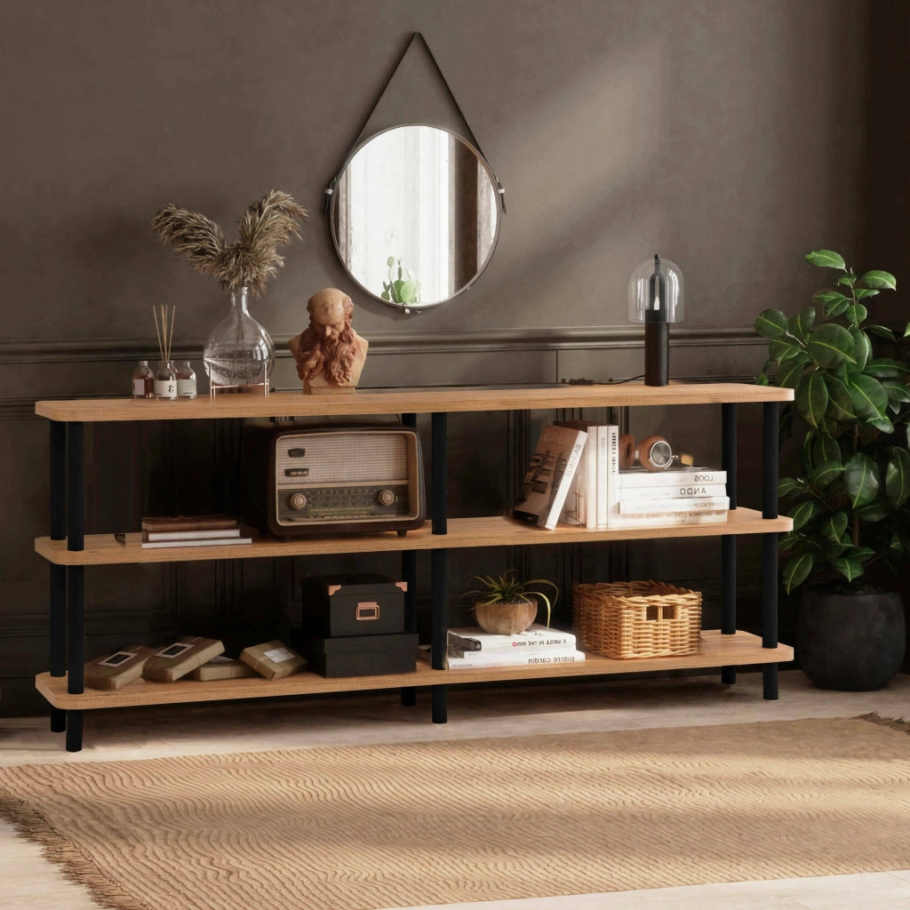 Biblioteca Thuja, Libreria 3 Ripiani, 180x35x75h cm Nero
