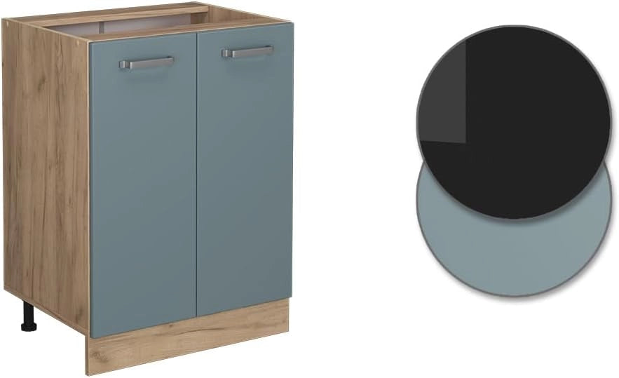 Mobiletto base cucina R-Line, Grigio-blu, 60 cm senza piano di lavoro, per la libera combinazione all'interno di sistemi cucina modulari