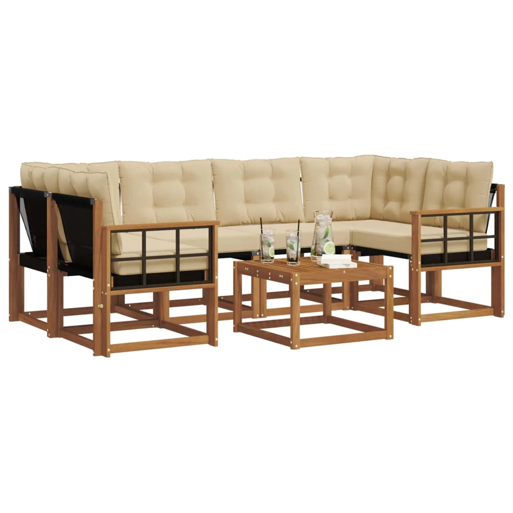 Set di divani da esterno con cuscino 7 pcs Naturale e Beige 3368456