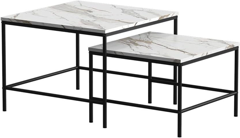 Tavolino da divano Ramio, Bianco/nero, 60 x 60 cm 2 parti, per un utilizzo flessibile come superficie d’appoggio o tavolini laterali