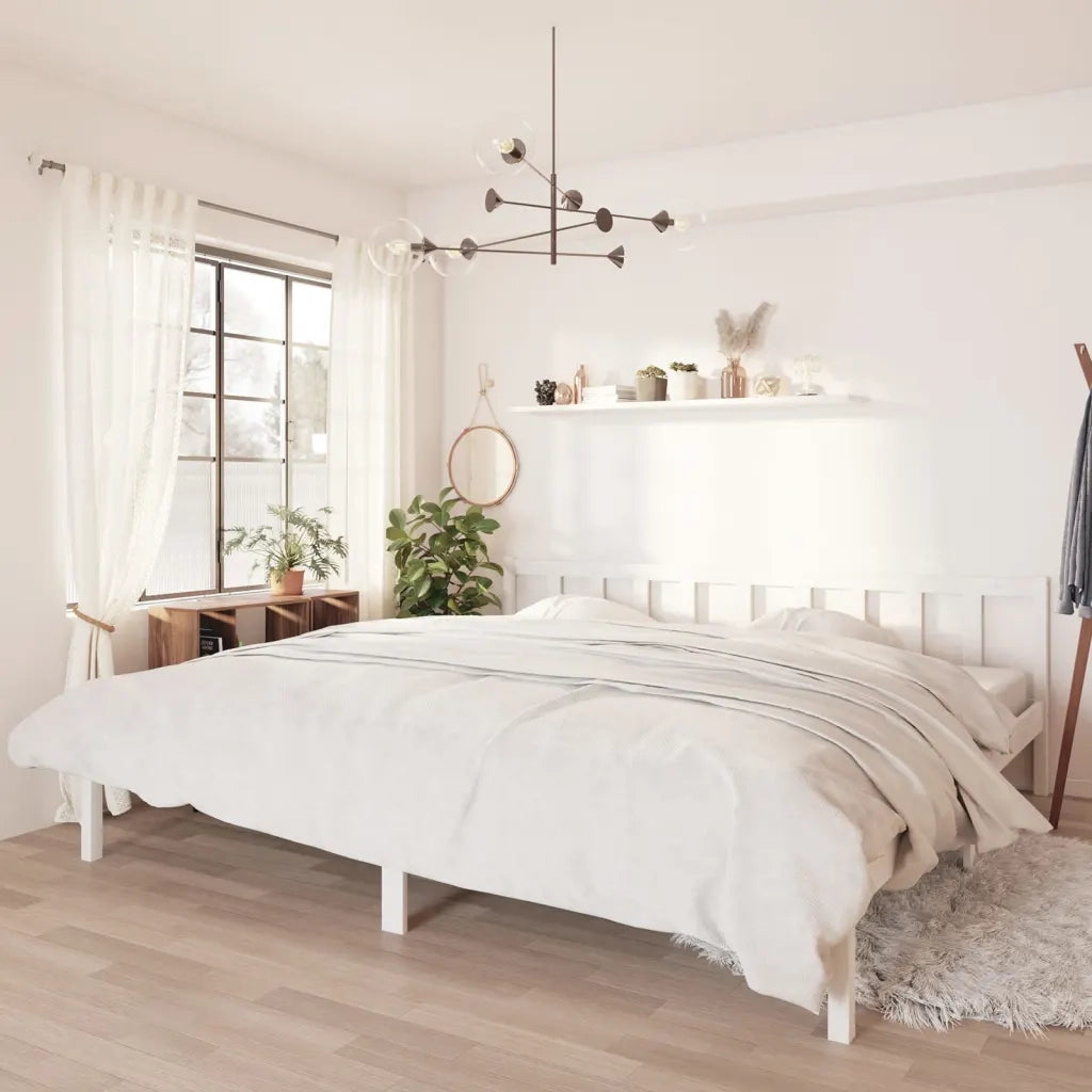 Giroletto-Struttura Letto Bianco in Legno Massello 180x200 cm Super King 481277