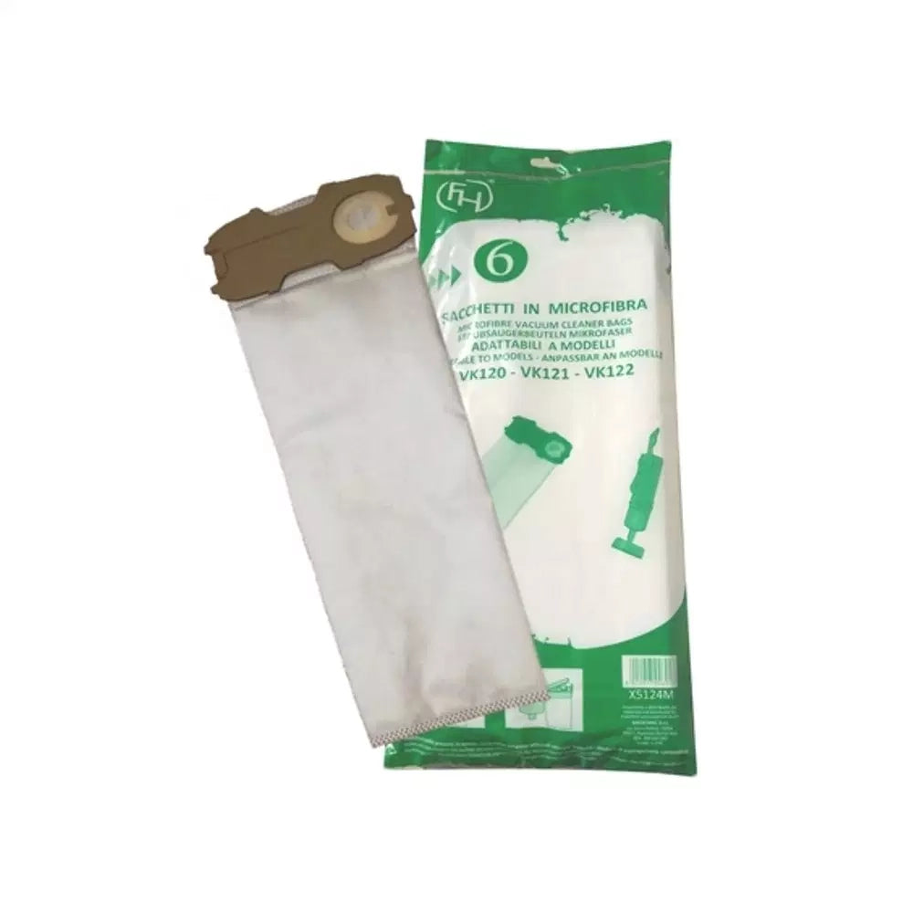 6PZ SACCHETTI ASPIRAPOLVERE FOLLETTO VK 120 121 122 IN MICROFIBRA COMPATIBILI - Vorwerk Compatibili