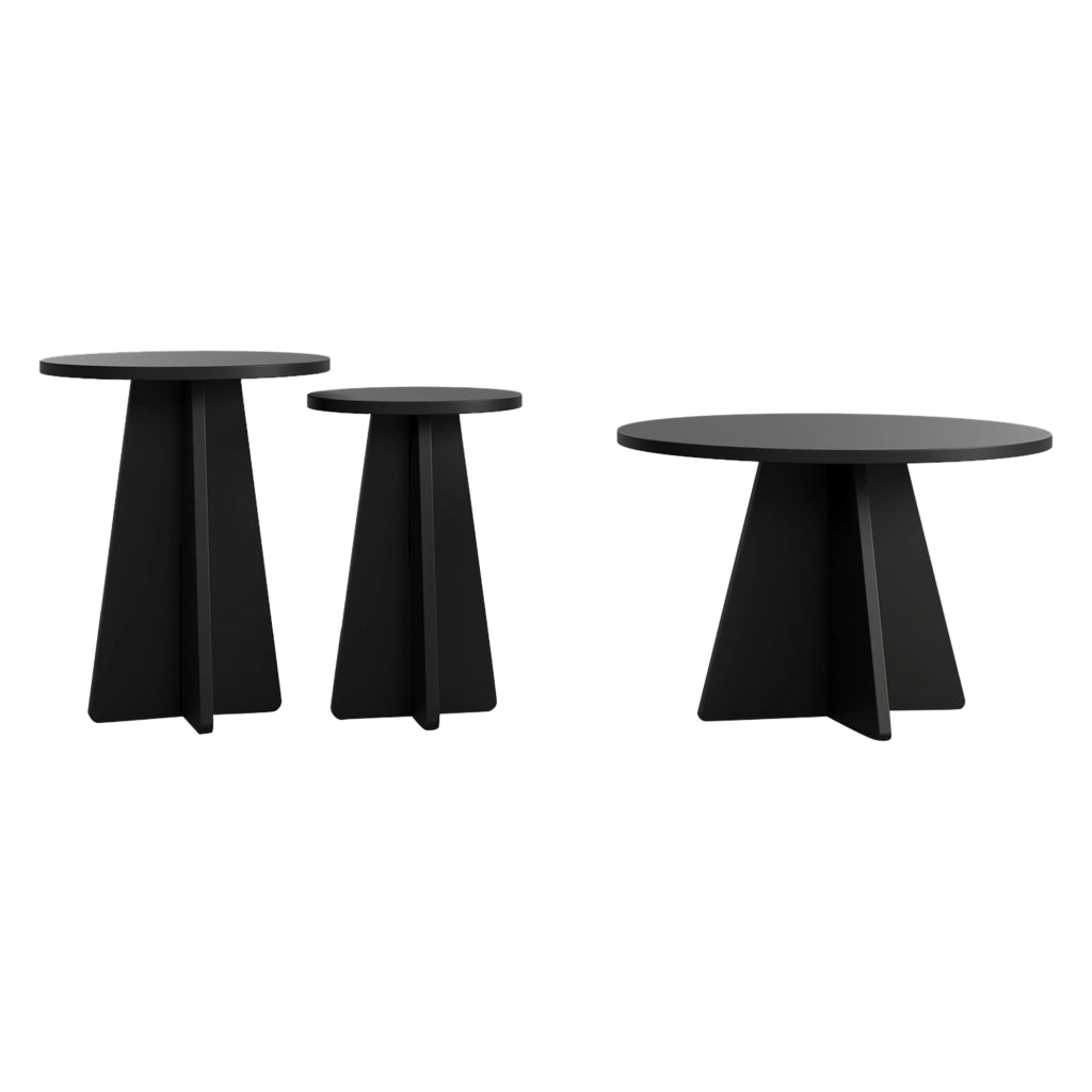 Dorina, Tavolino da Salotto set 2 Pezzi, 40x40x50h cm Nero