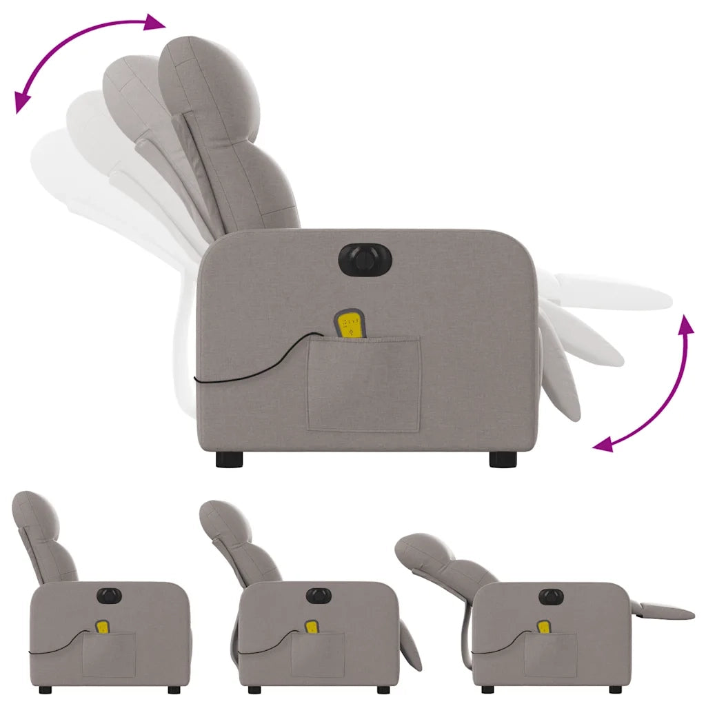 Poltrona Massaggiante | Sedia Relax Reclinabile Elettrica Tortora in Tessuto