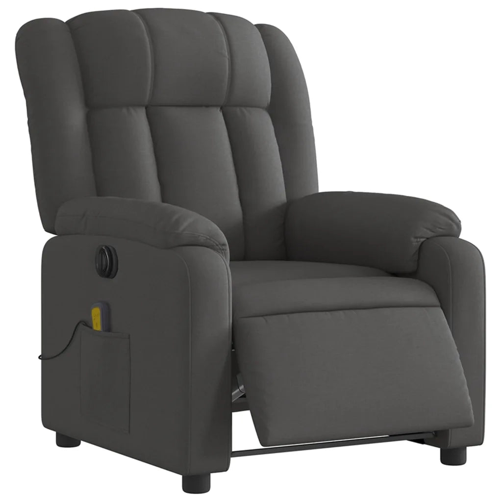 Divano Sedia-Poltrona Reclinabile Massaggio Elettrica Grigio Scuro Tessuto 337163